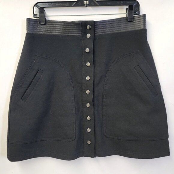The Kooples A line short skirt black  with leather belt detail - Picture 2 of 3